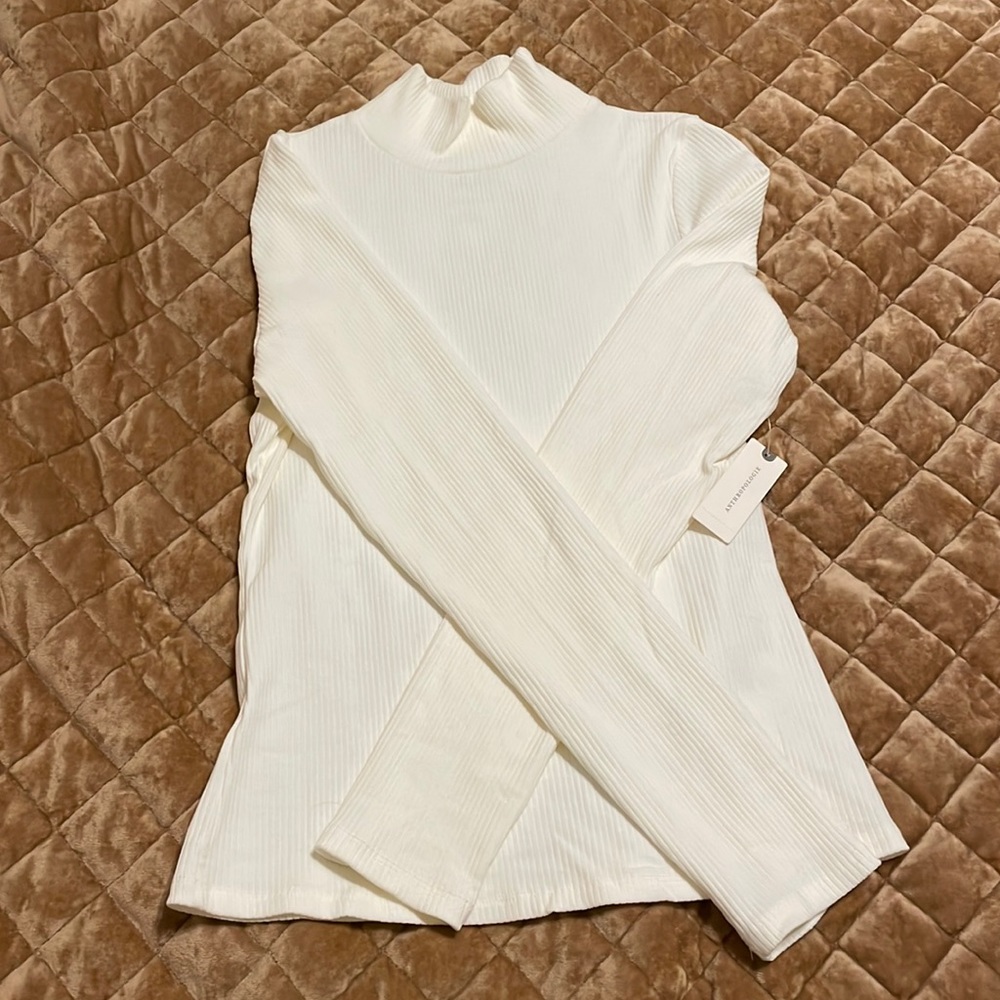 Anthropologie Cream Turtleneck Shirt